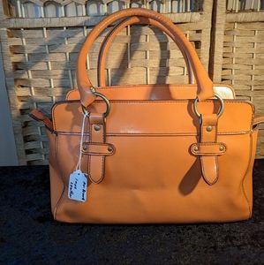 Faux Leather Orange Handbag.